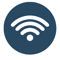 Wi-Fi symbol in a circular design.