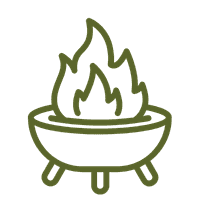 Icon of a stylized fire in a grill.