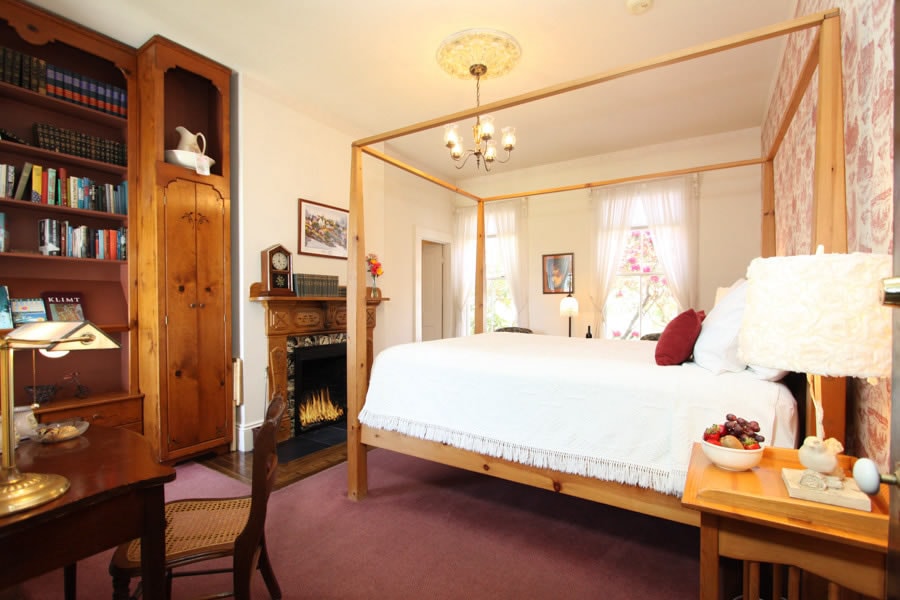 The Library Room - fireplace - queen bed - sitting area