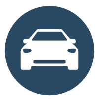 Icon of a car inside a circular border.