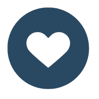 Circular icon featuring a heart cutout in the center.